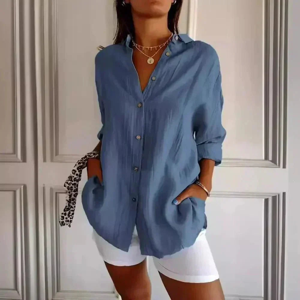3er-Set Ibiza Hemden aus Baumwollleinen – Halbplissiertes Design