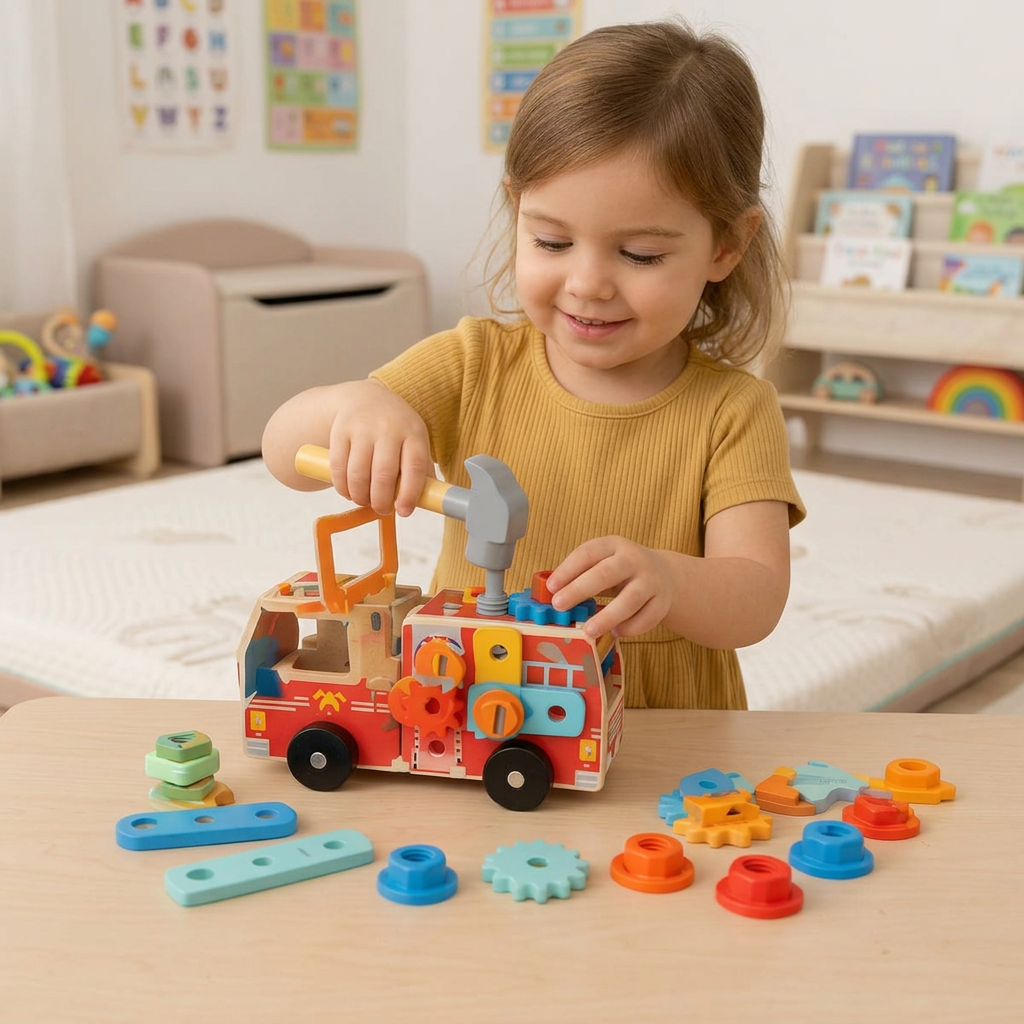 Montessori Holz-Feuerwehr-Werkzeugkasten & Bauset