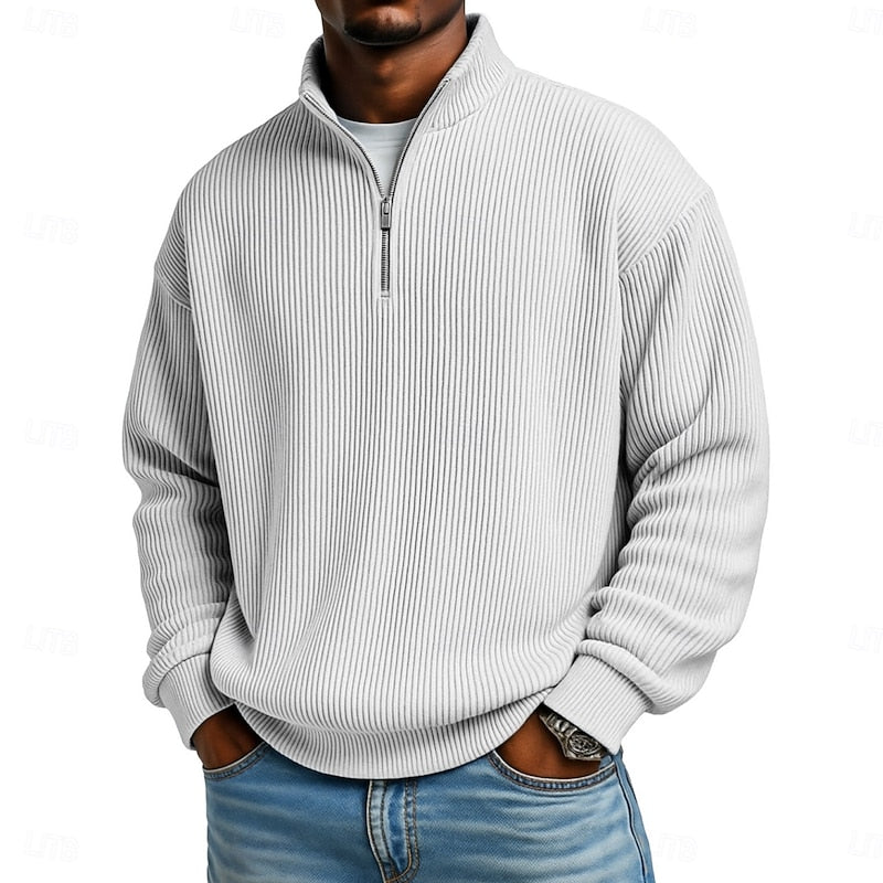 Harlan Gerippter Pullover mit Reißverschluss