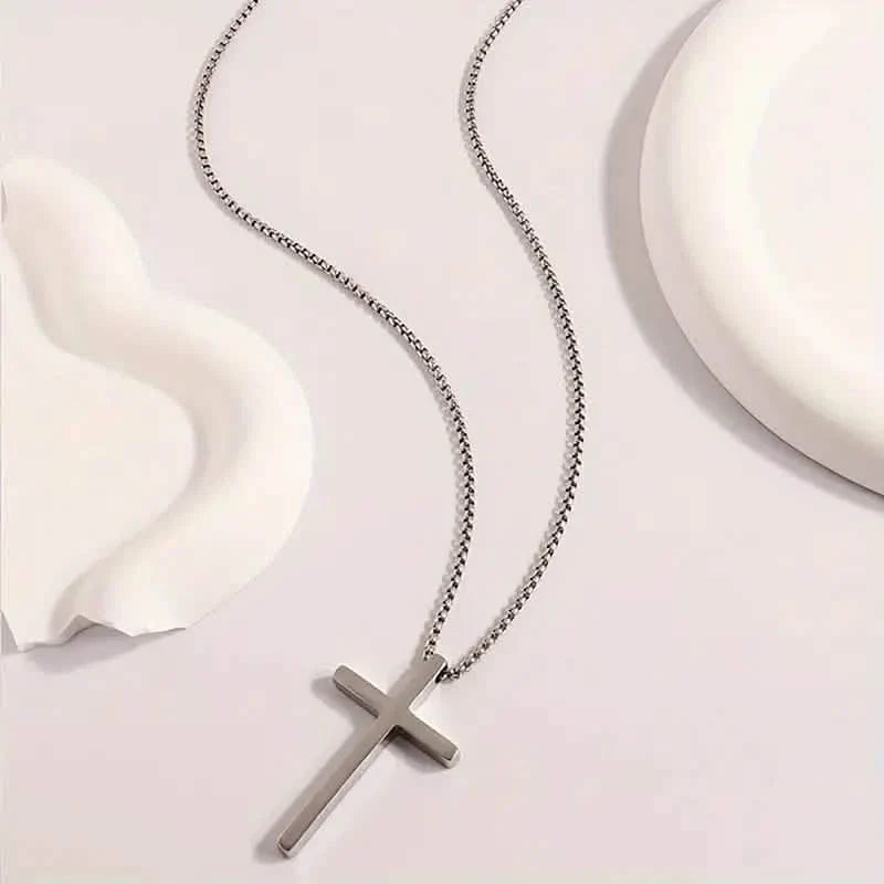 Edelstahl Kreuz Anhänger Unisex Halskette