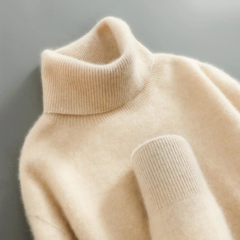 Rollkragenpullover aus Merinowolle für Damen