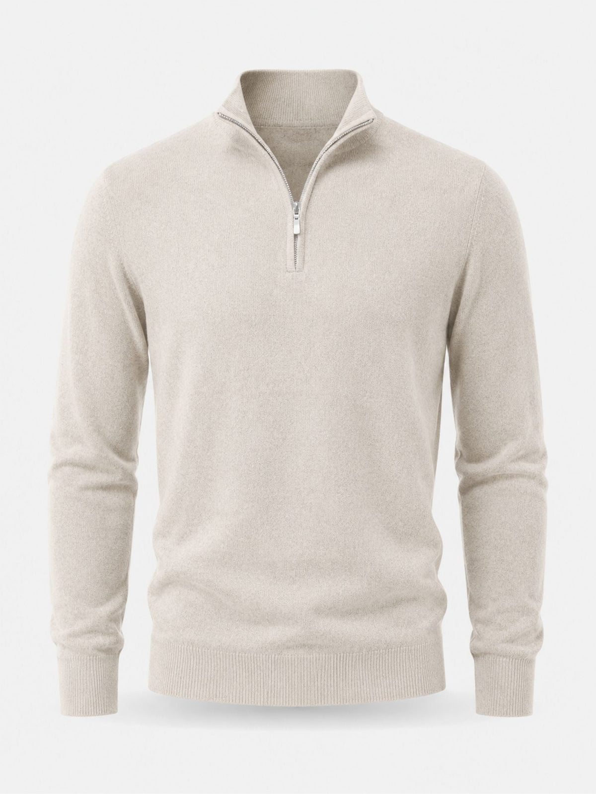 Herren-Pullover aus Merinowolle mit V-Ausschnitt und Reißverschluss-Detail