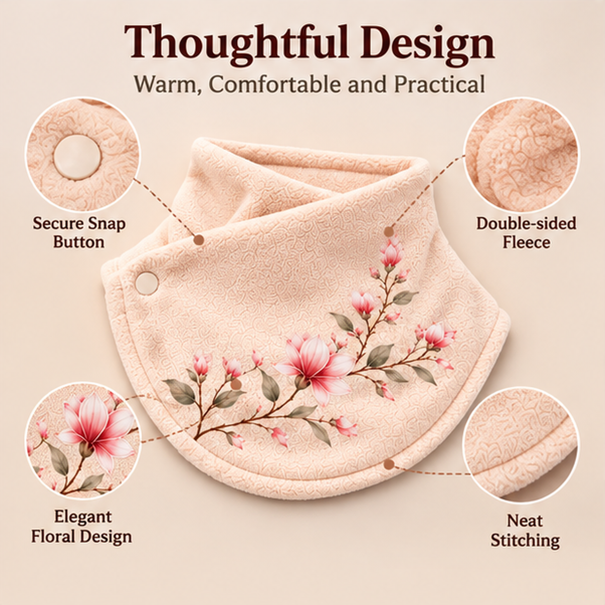 Eleganter floraler Fleece-Halswärmer für Damen – weich und kuschelig