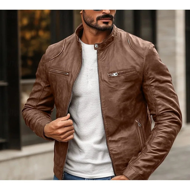 Herren Reißverschluss-Jacke mit Stehkragen und Reißverschlusstaschen