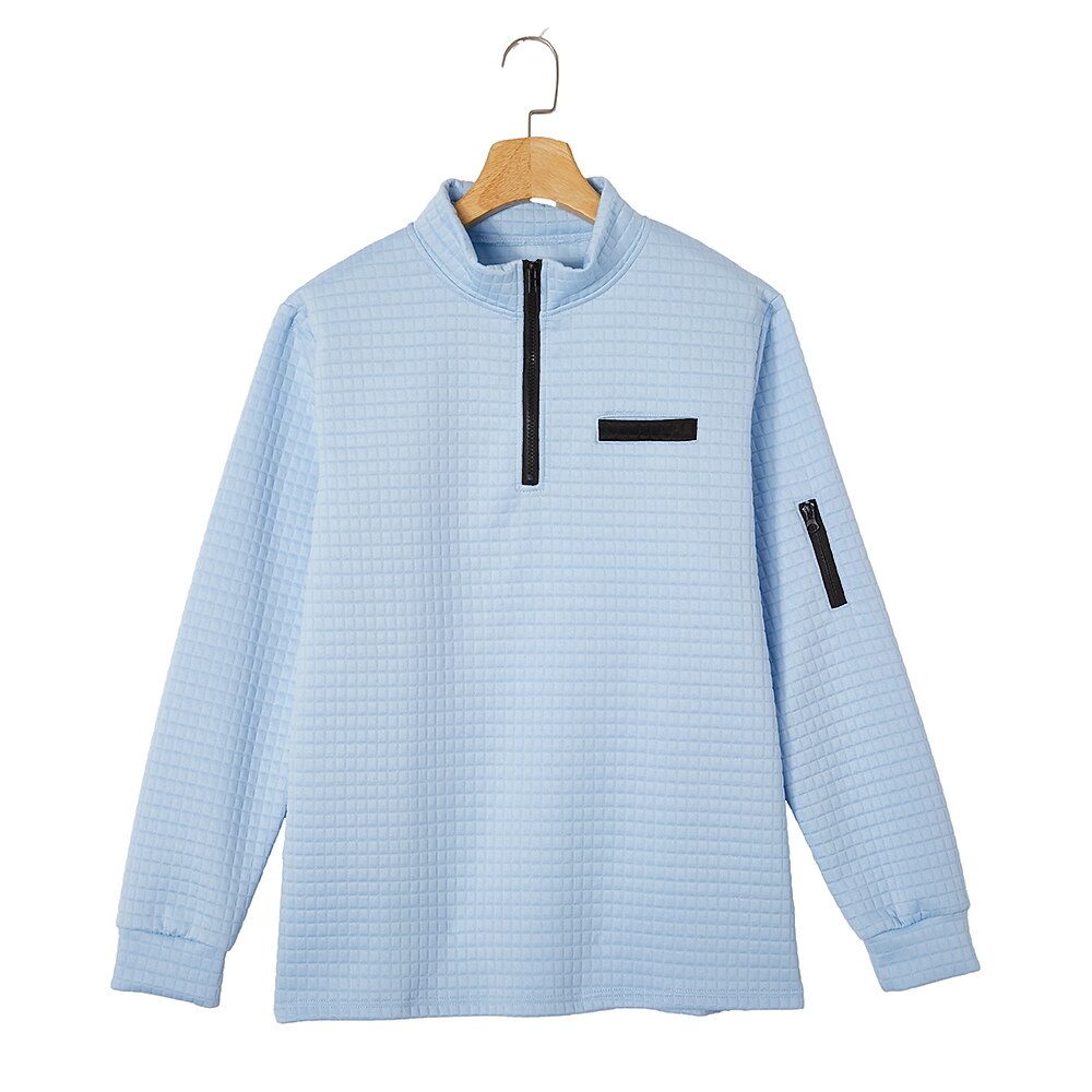 Klassisches Waffle-Poloshirt mit Viertel-Reißverschluss