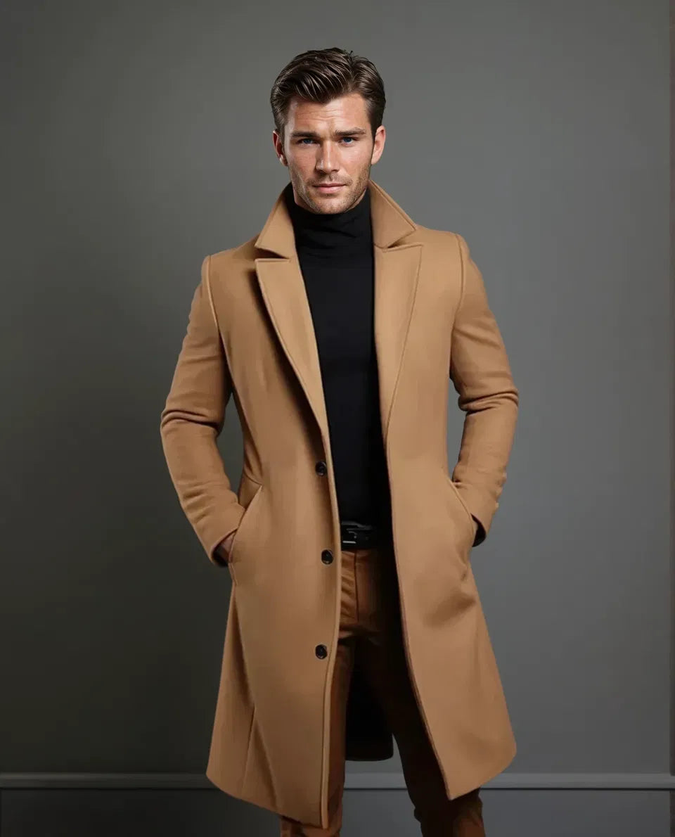 Herren Wollmantel – Taillierter Longline-Layer für Business und Winterkleidung