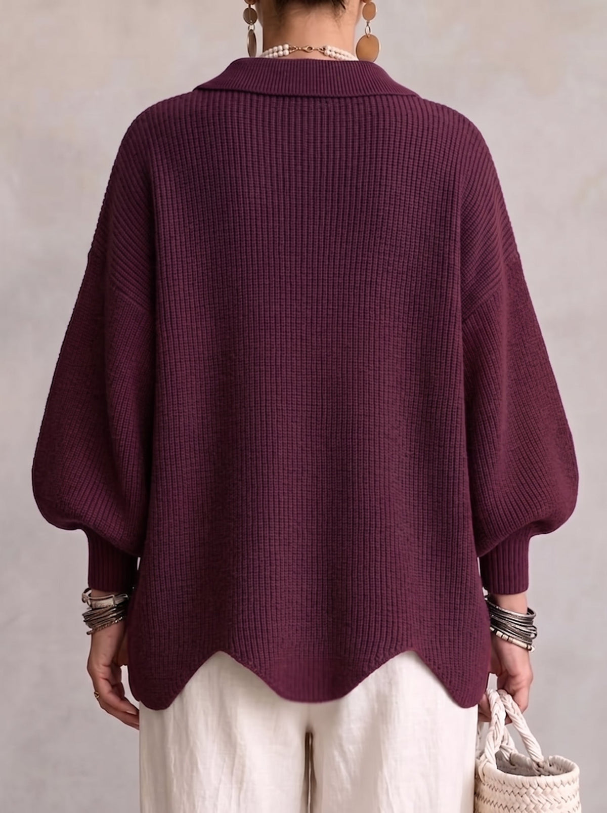 Oversized Cardigan mit Kragen und großen Metallknöpfen