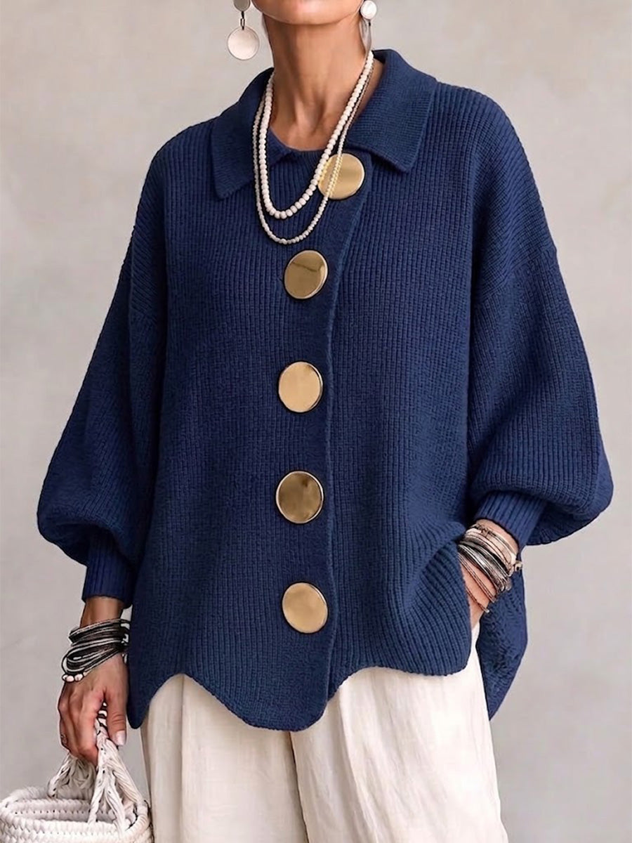 Oversized Cardigan mit Kragen für Damen