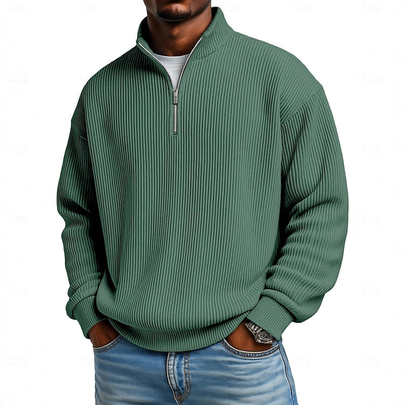Harlan Gerippter Pullover mit Reißverschluss