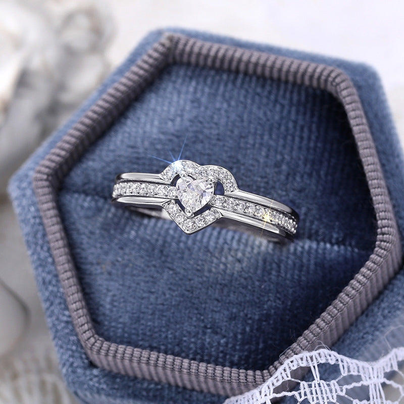 Eleganter 925 Sterling Silber Herz-Ring mit funkelnden Zirkonia