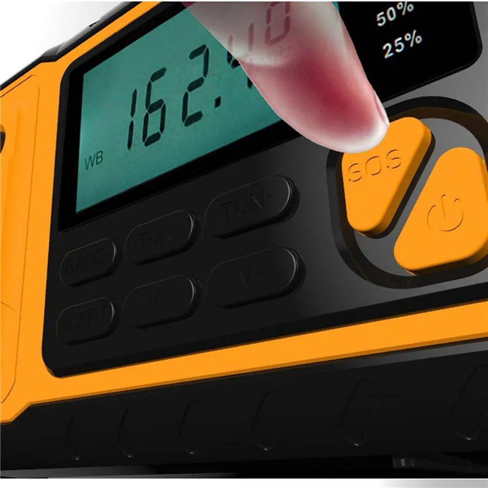 Notfallradio mit Solarbetrieb, Handkurbel und Powerbank-Funktion