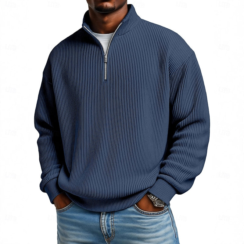 Harlan Gerippter Pullover mit Reißverschluss