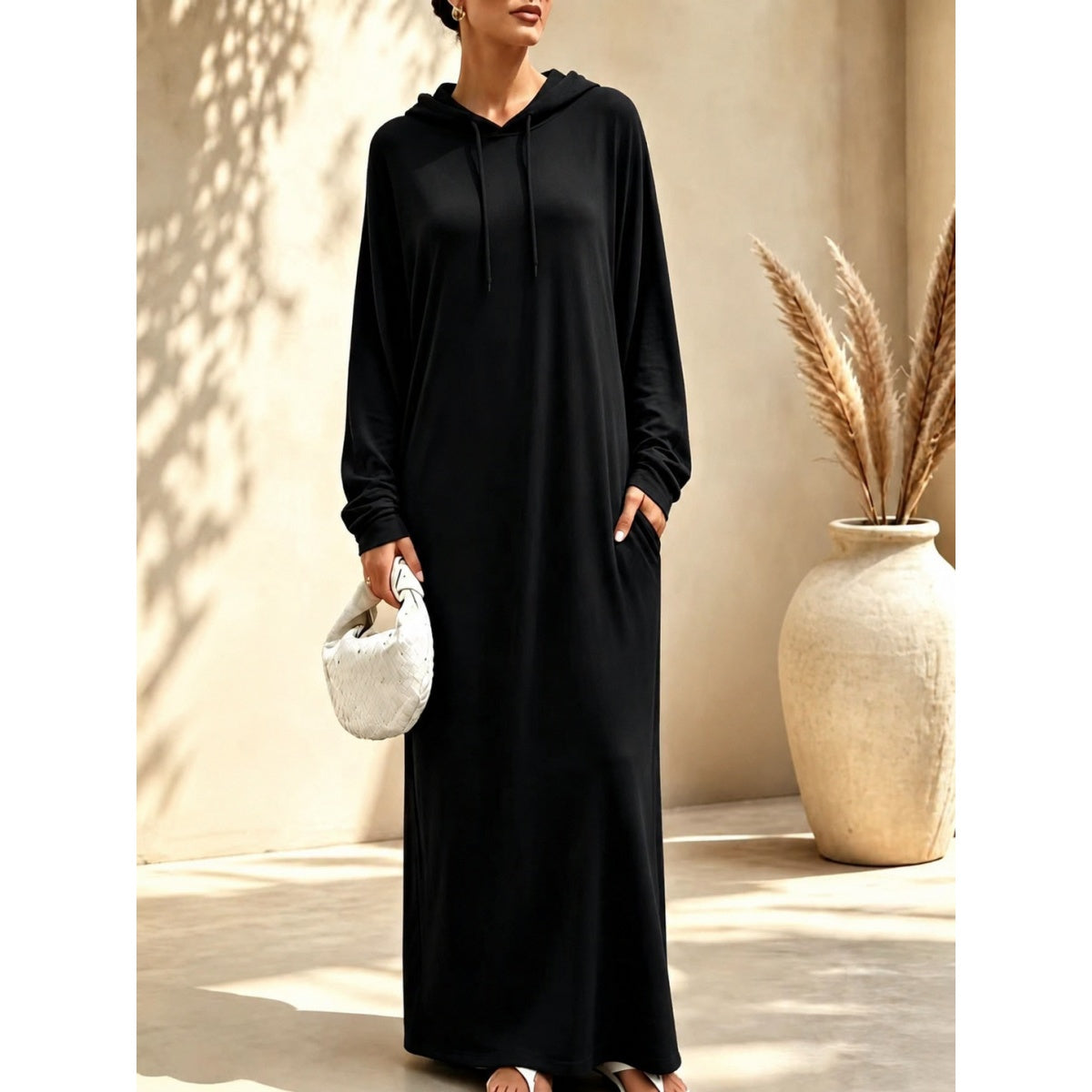 Oversize Maxikleid mit Kapuze für Damen für Herbst & Winter