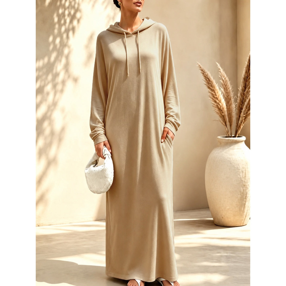 Oversize Maxikleid mit Kapuze für Damen für Herbst & Winter