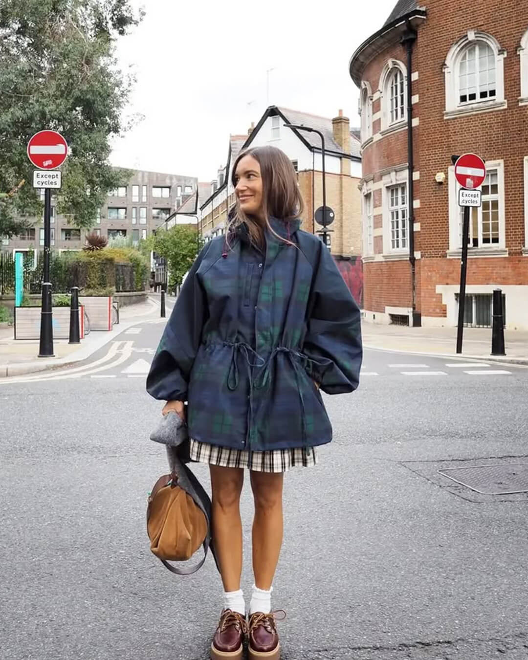 Emma Oversized Karierte Schnür-Jacke