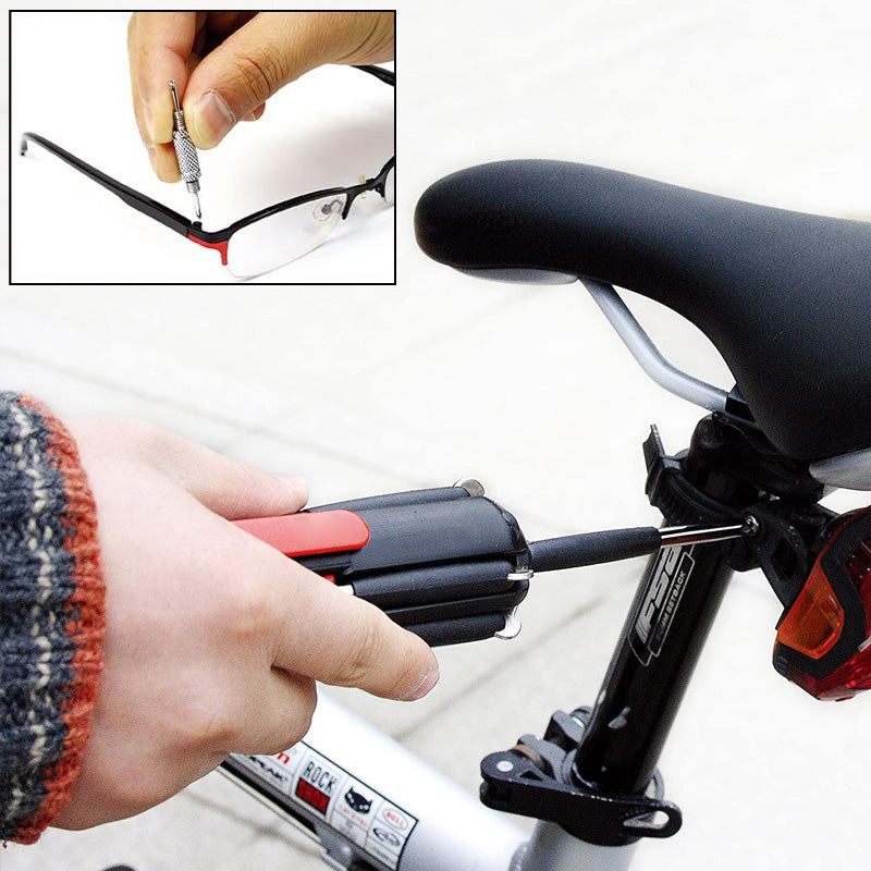 8-in-1 Klappschraubendreher mit eingebauter LED-Arbeitsleuchte und Taschenlampe