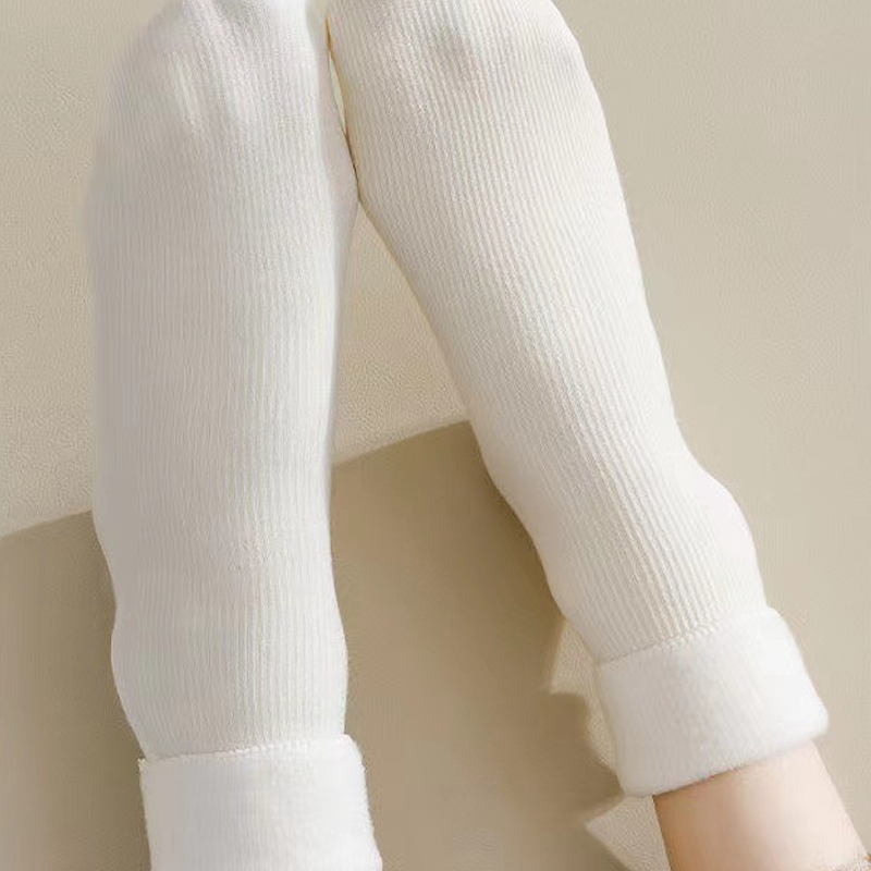 Dickere, warme einfarbige Socken für Damen, wadenlang