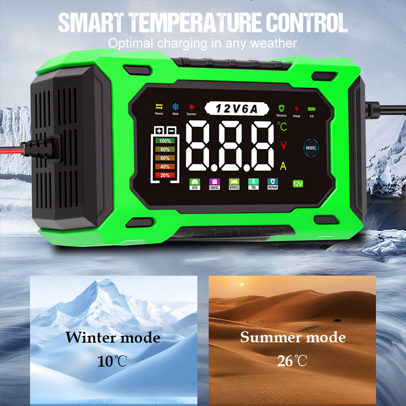 Smart Autobatterieladegerät 12 V 6 A – Impulsreparaturfunktion, LCD-Bildschirm und maximale Sicherheit