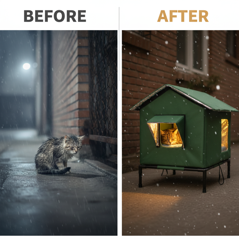 Erhöhtes Katzenhaus für Draußen – Wasserdicht, Isoliert & Geschützt gegen Wetter und Wind