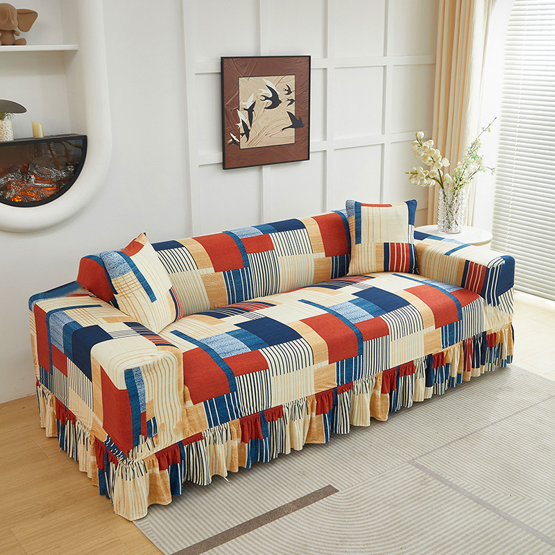 Universal Stretch Fitted Couch Slipcover – Hochelastischer Premium-Stoff, Eleganter Rüschensaum & Komplettes Wohnzimmer-Upgrade – Sofort-Sofa-Makeover in Minuten