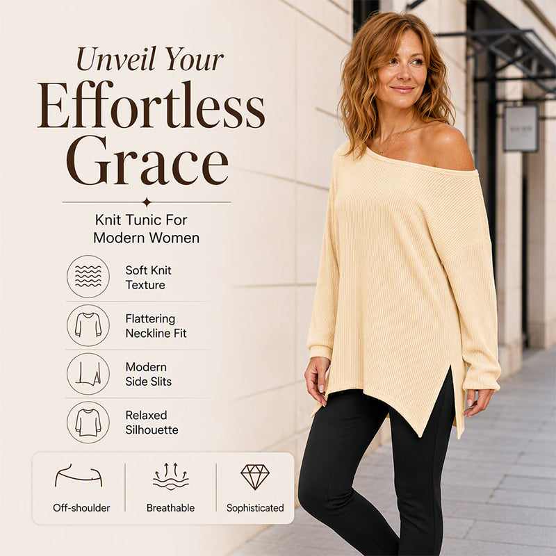 Off-Shoulder Bluse mit Seitenschlitz – Fließender Fall & Moderne Kante für jeden legeren Anlass