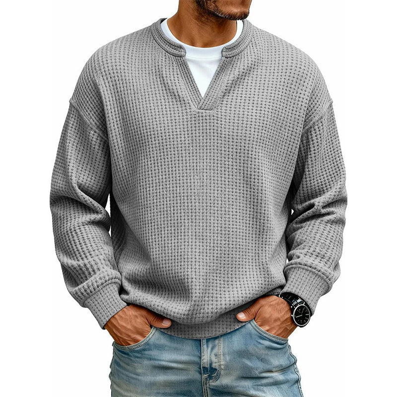 Herren Strukturiertes Waffel Langarm-Shirt im Lagen-Look