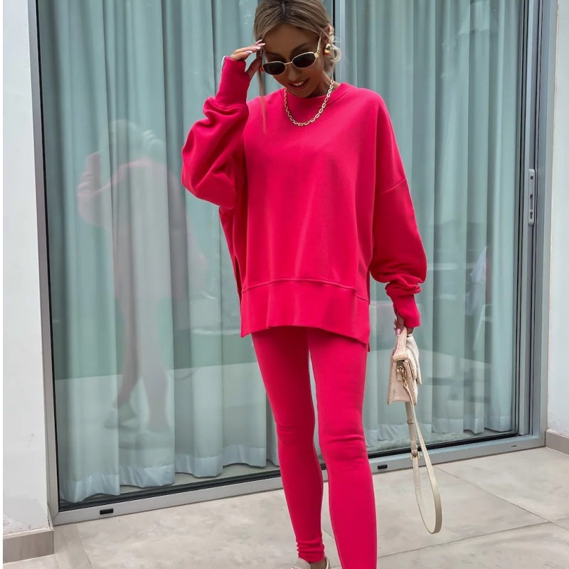 Damen Langarm Bedrucktes Sweatshirt und Leggings 2-teiliges Set