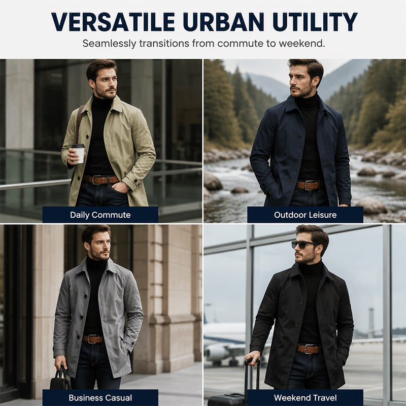 Wasserdichter Trenchcoat für Herren mittlerer Länge