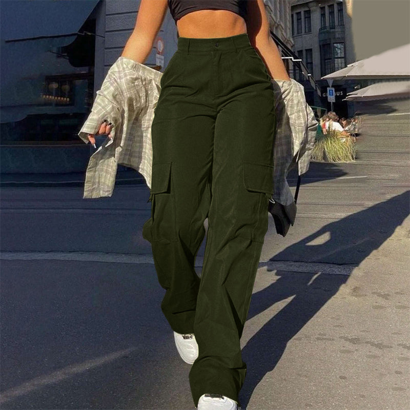 Damen High-Waist Straight-Leg Cargohose