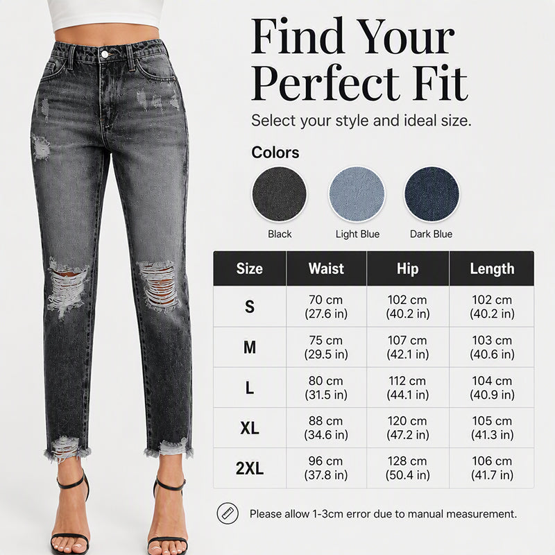 Damen Distressed Ripped Jeans im Vintage-Stil