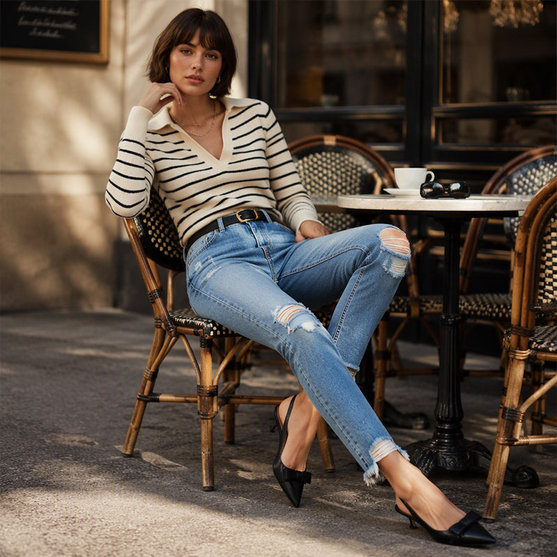 Damen Distressed Ripped Jeans im Vintage-Stil