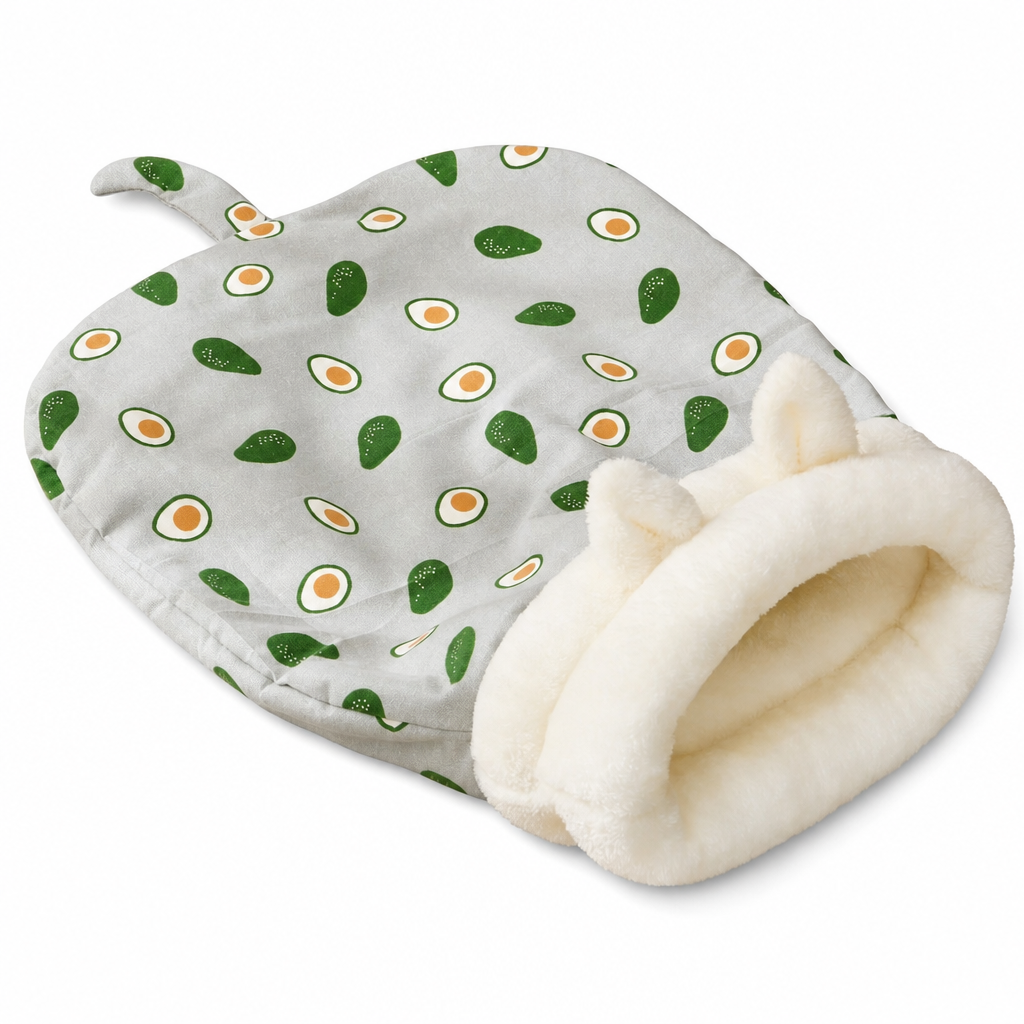 Halbgeschlossener warmer Schlafsack, weiche Tiefschlaf-Höhlenbett für Haustiere mit Decke für Katzen und kleine Hunde