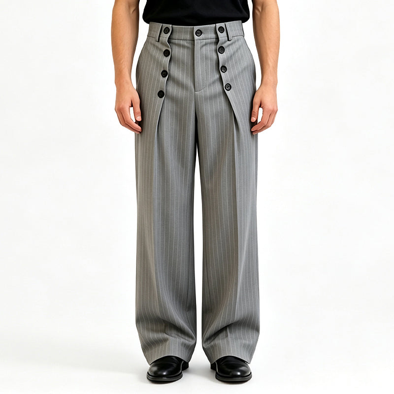 Herren Zweireihige High-Waist Hose mit maßgeschneiderter Taille