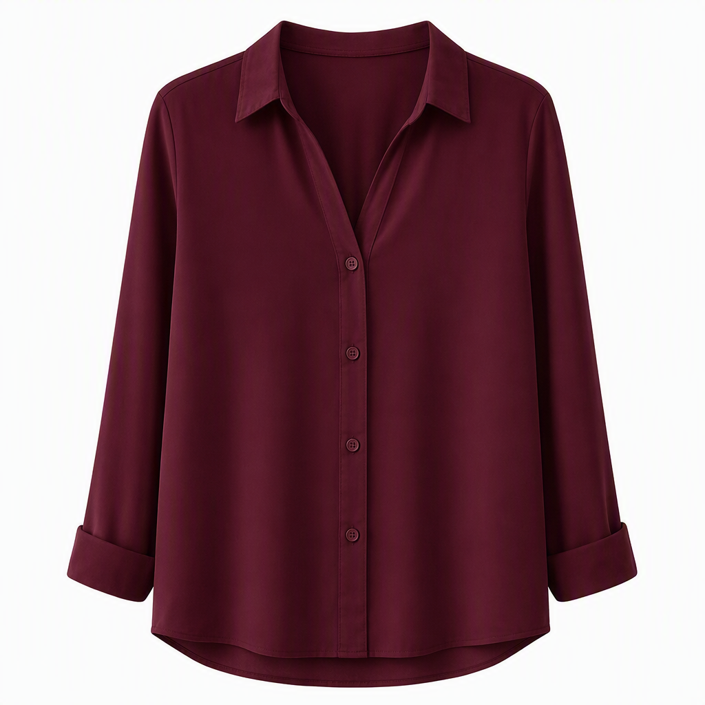 Damen Elegante Casual Langarm Bluse mit Knopfleiste