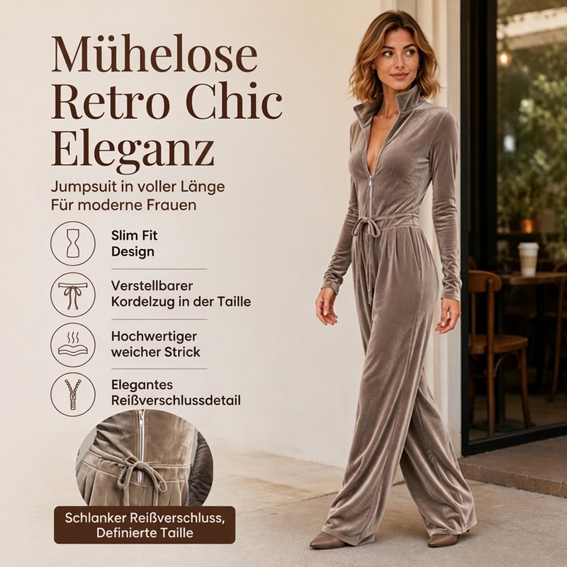 Damen Schicker Samt-Overall mit Stehkragen