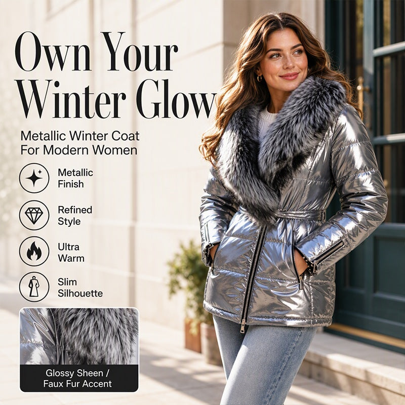 Damen Wattierte Jacke mit Kunstfellkragen