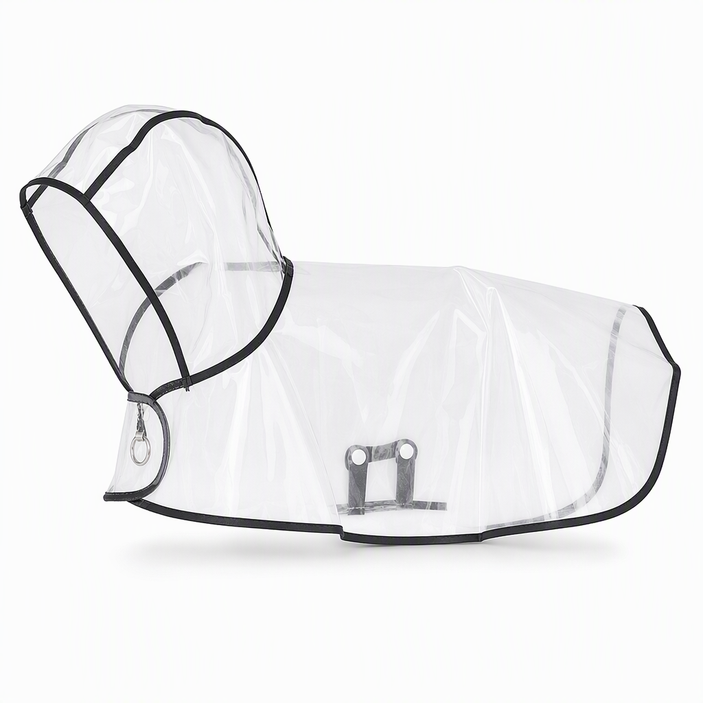 Transparenter Hunde-Regenmantel aus EVA mit Kapuze und verstellbarem Bauchgurt, Größen XS–8XL