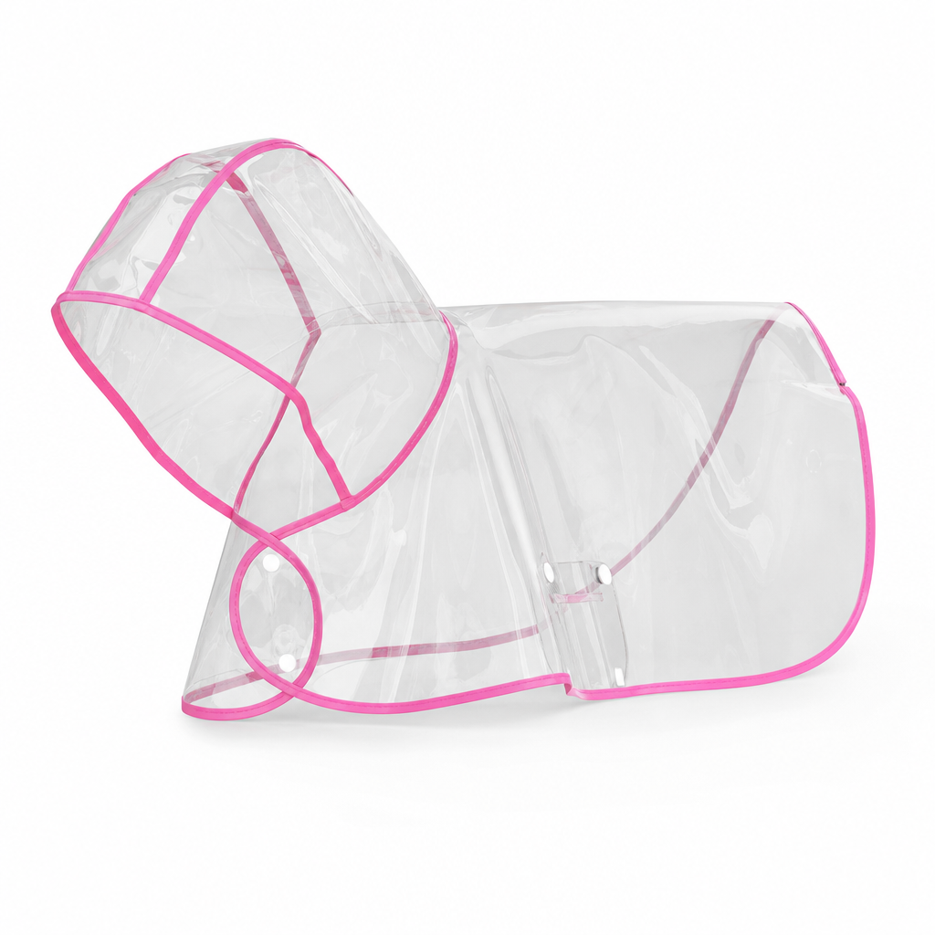 Transparenter Hunde-Regenmantel aus EVA mit Kapuze und verstellbarem Bauchgurt, Größen XS–8XL