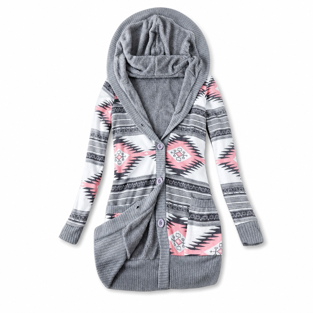 Halblanger Kapuzenpullover für Damen aus Baumwolle