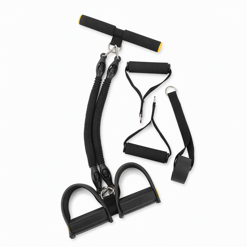 Pedal-Widerstandsband – 4 Widerstandsstufen, Verstärkte Karabiner & Ganzkörper-Heimtraining
