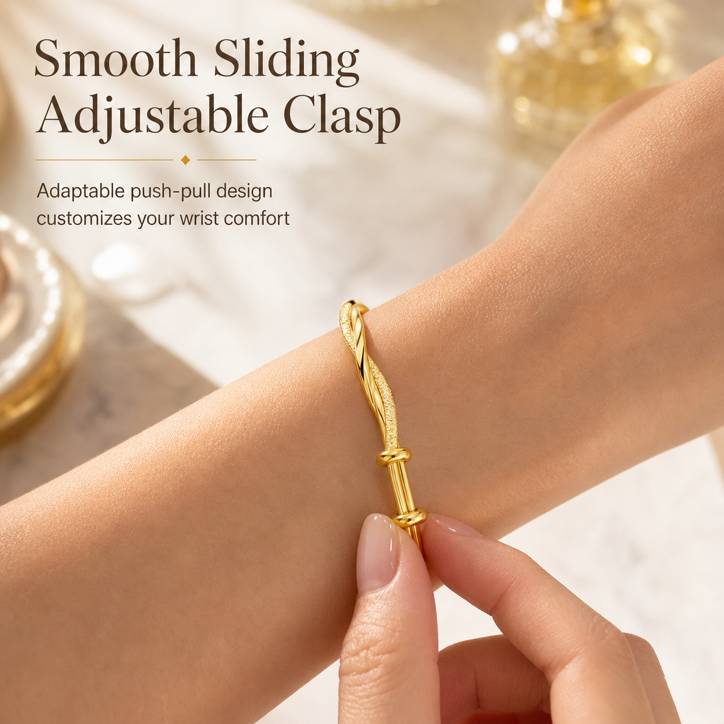 Unendliches Möbius-Twist-Armreif mit gleitendem verstellbarem Verschluss und doppelt strukturiertem Finish