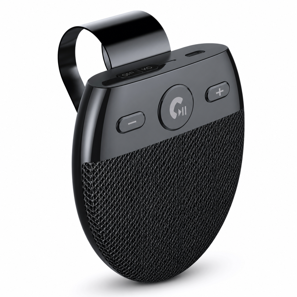Bluetooth Freisprecheinrichtung SP11 für Sonnenblende mit automatischer Aktivierung durch Vibration, A2DP-Unterstützung und Sprachansage der Anrufernummer