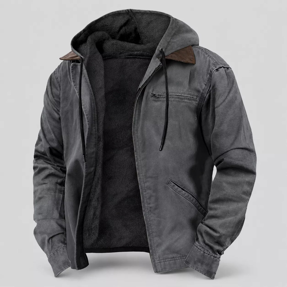 Herren Plüschgefütterte Arbeitsjacke mit Kapuze