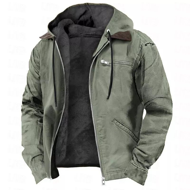Herren Plüschgefütterte Arbeitsjacke mit Kapuze