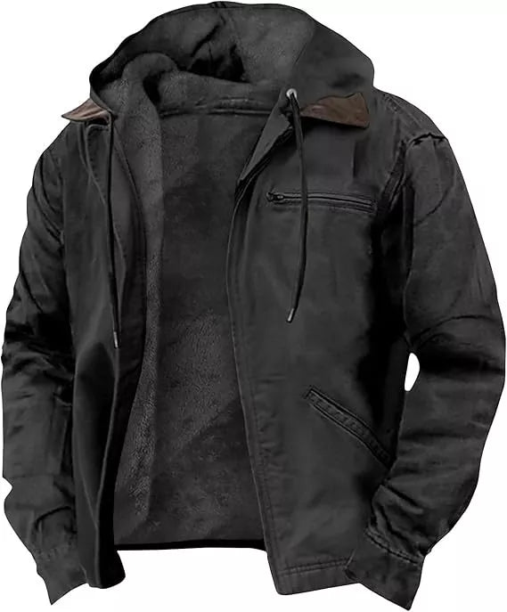 Herren Plüschgefütterte Arbeitsjacke mit Kapuze