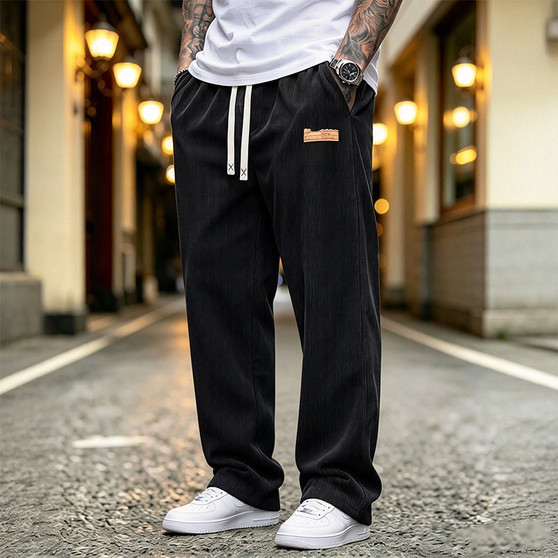 Herren Leichte Cord Freizeithose Loose Fit Gerade Beine