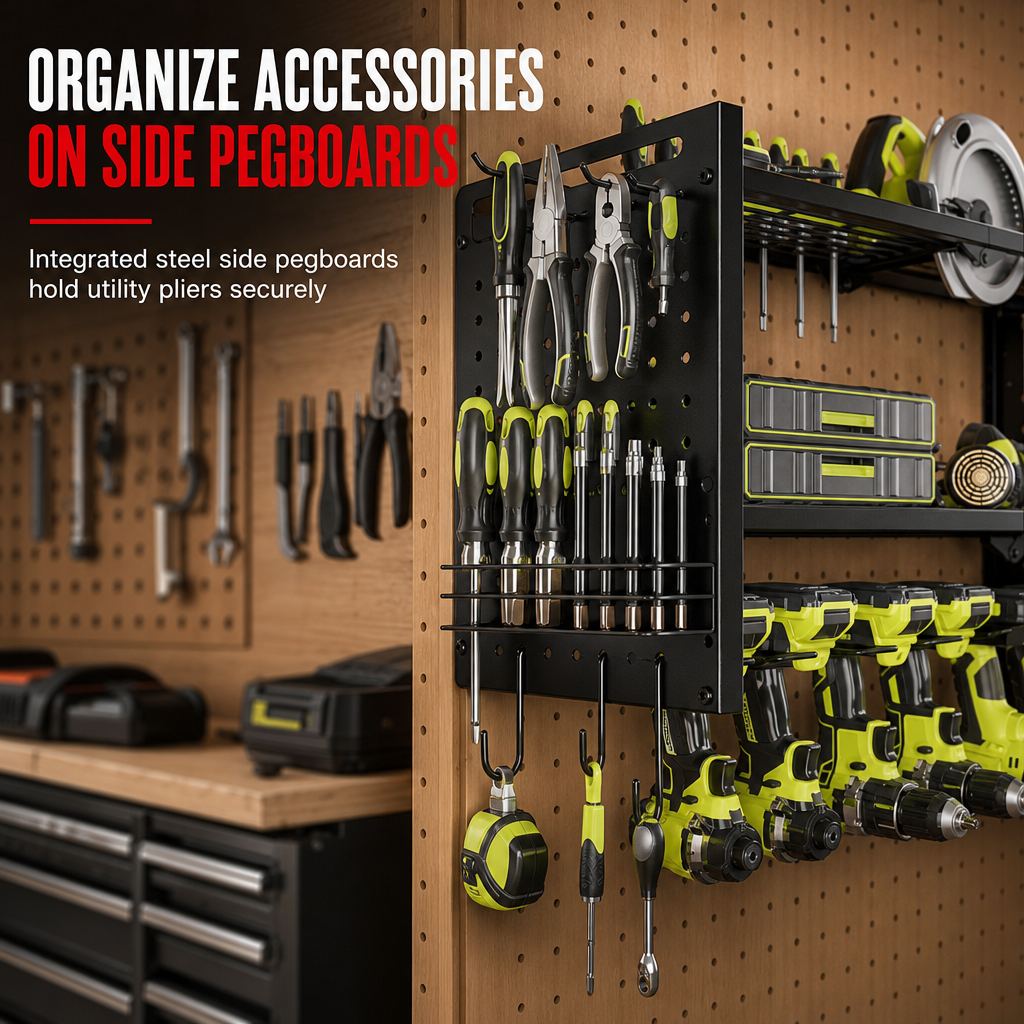 Wandmontiertes Heavy Duty Eisen Elektrowerkzeug-Organizer und Garage Bohrer Aufbewahrungsregal