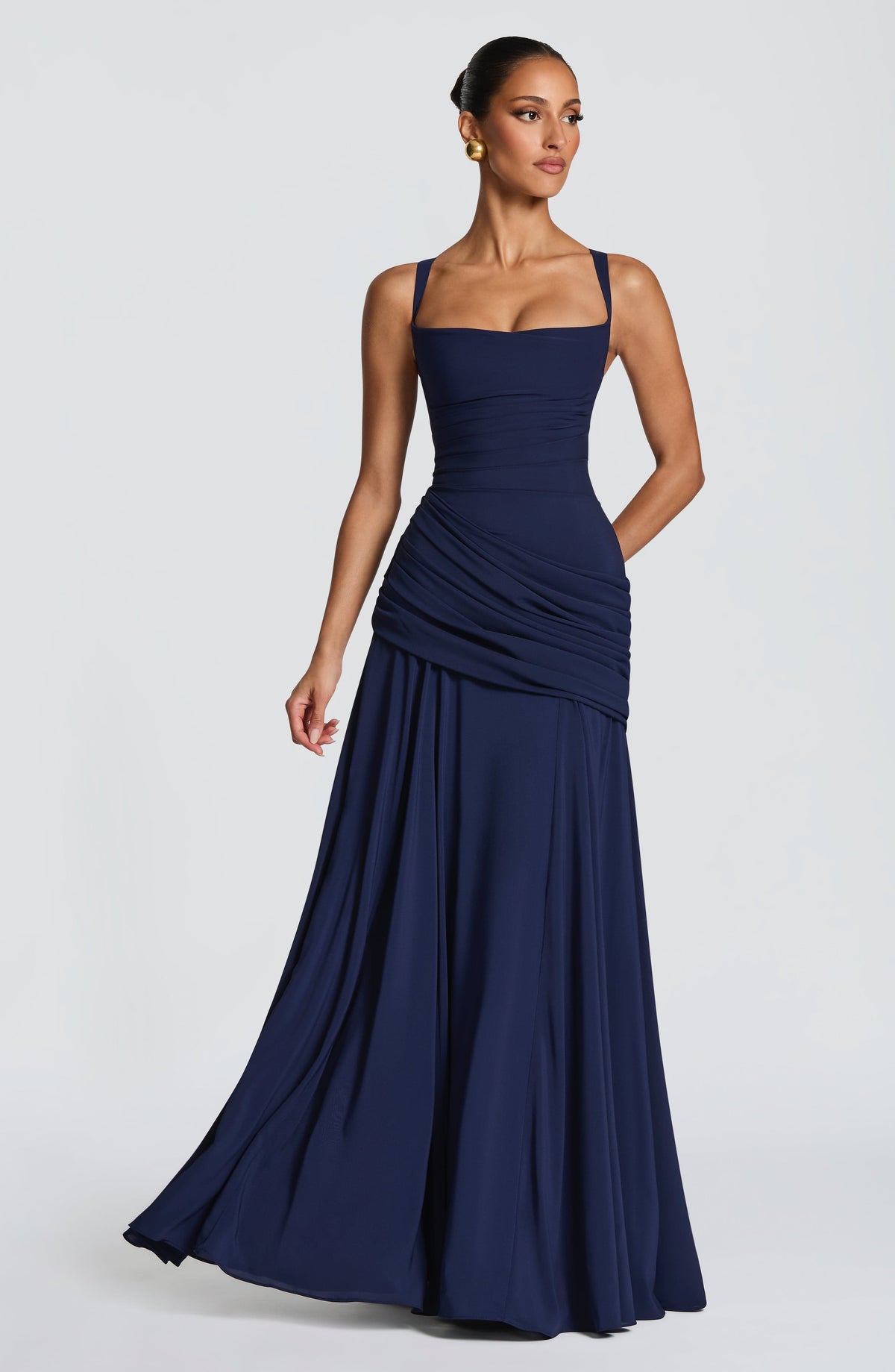 Elegantes Maxi-Kleid mit Drapierung