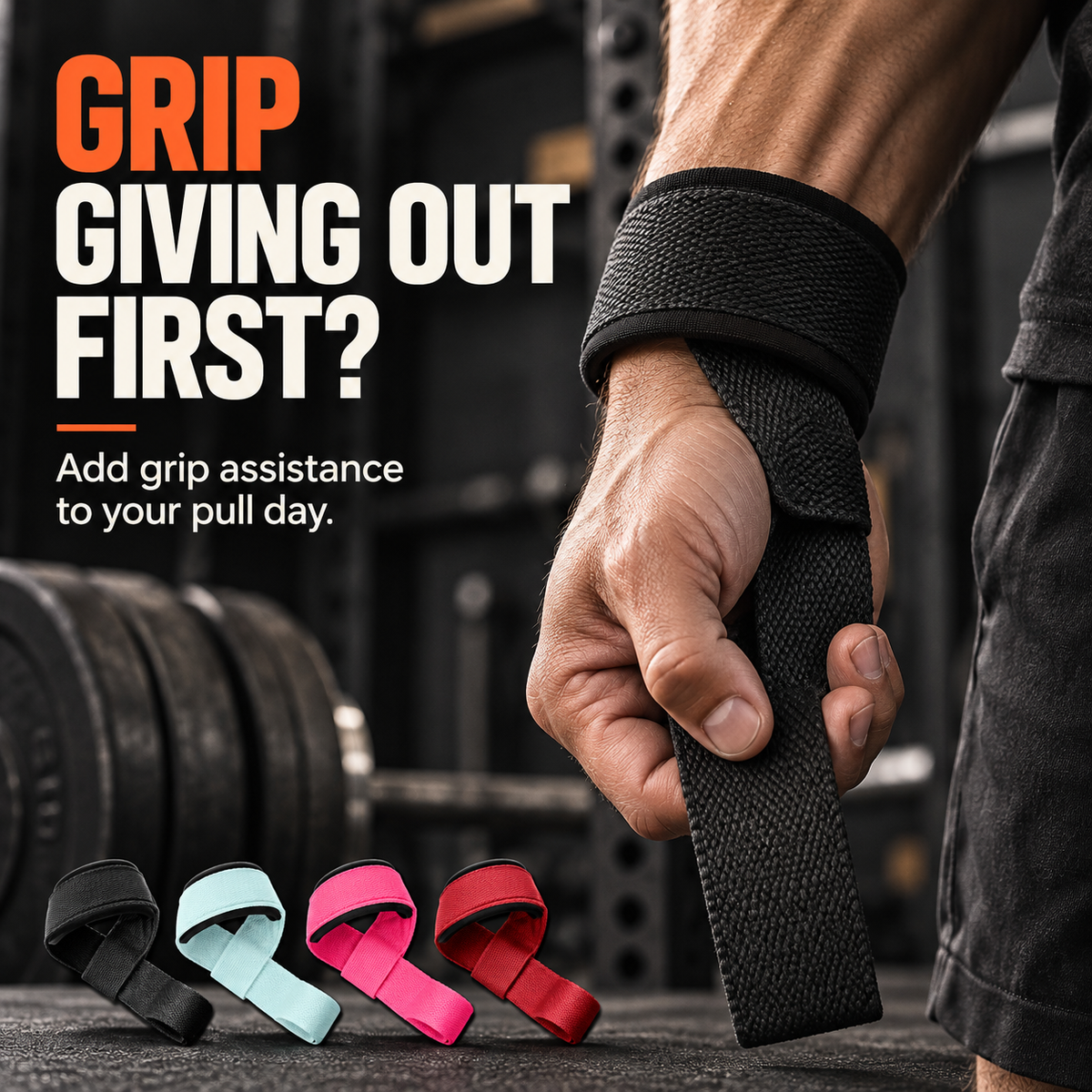 Selbstwickelnde Lifting Straps mit gepolsterten Handgelenkschlaufen, 1 Paar