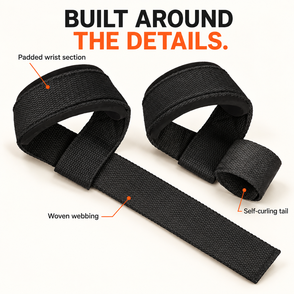 Selbstwickelnde Lifting Straps mit gepolsterten Handgelenkschlaufen, 1 Paar